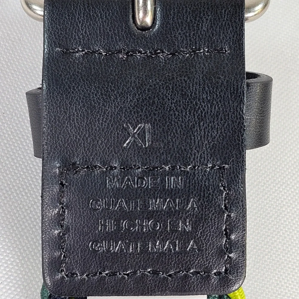 Original Use Mens Braided‎ Stretch Belt XL 40-44 Black Green Yellow Woven Buckle
